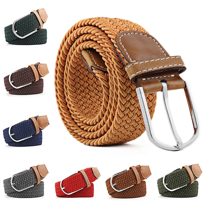 

1PC 2018 New Women pin buckle Solid Unisex elastic belt canvas knitted canvas strap Clothing Accessories Men decoration belt
