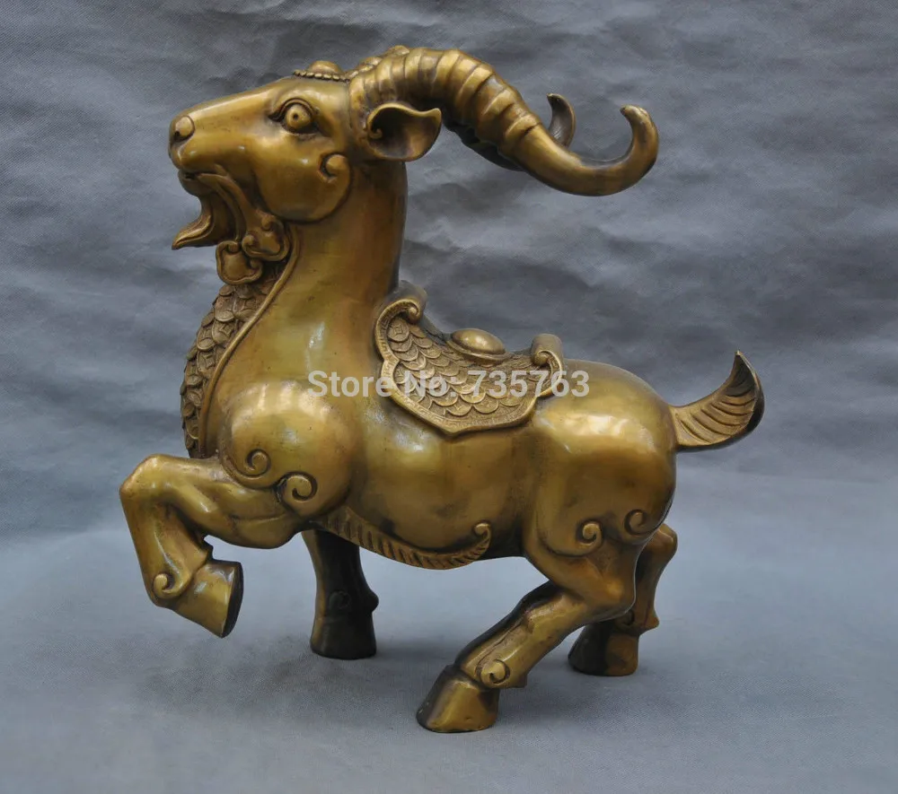 

001848 17'' Chinese Fengshui Bronze sheep Goat luck Statue