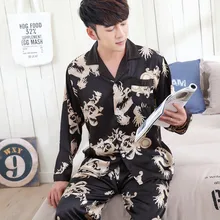 Новое поступление Для Мужчин's Пижамы для девочек с длинным рукавом плюс Размеры L-3XL шелка Pijama feminino Mujer домашняя одежда для сна