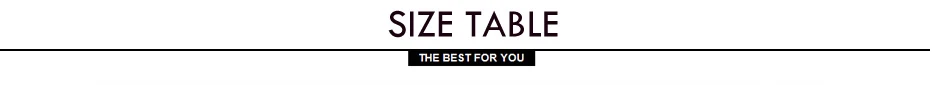 SIZE TABLE