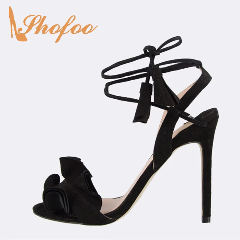 

Summer Cross Strap High Stilettos Sandals Woman Lace Up Thin Heels Large Size 11 13 For Ladies Summer Shoes Dress Party 2019