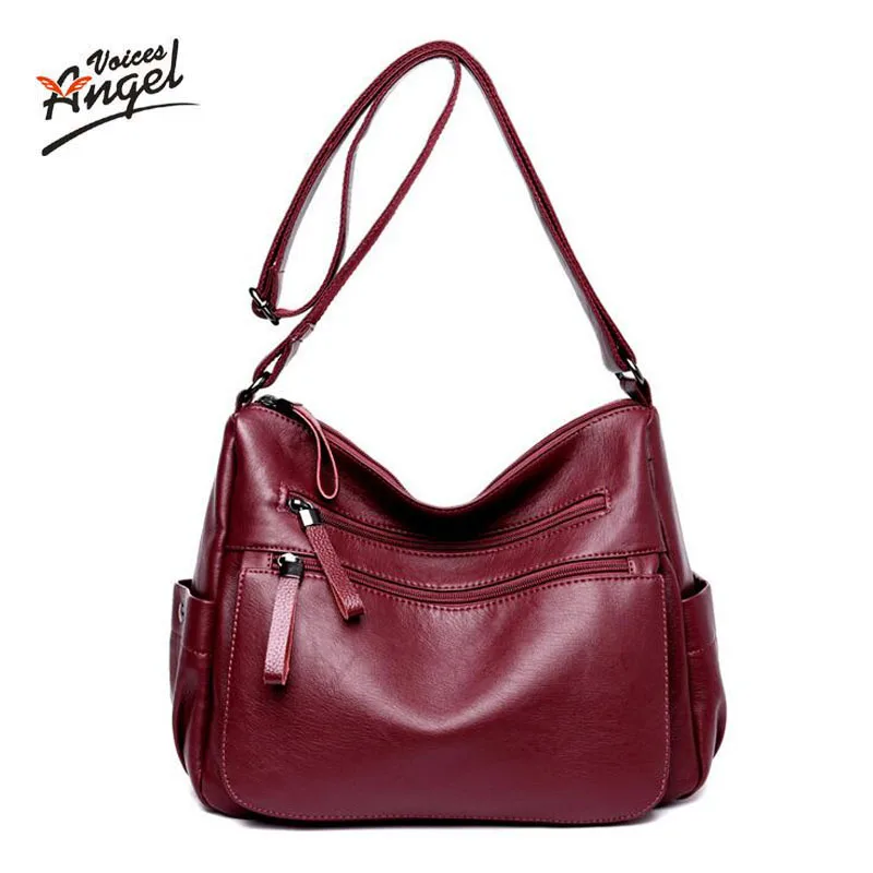 Angel voices Brand Genuine Leather Women Messenger Bag Large Sheepskin Leather Shoulder Bag ...