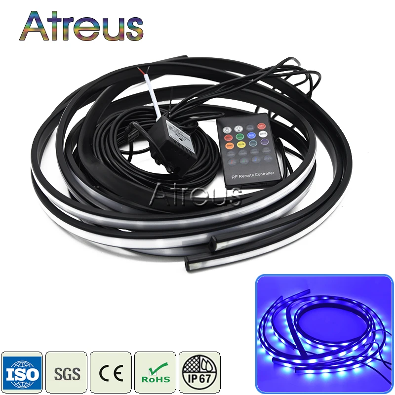 

Atreus Car styling 1Set RGB Car LED Chassis Lamp Underbody Glow Car Atmosphere Light with Remote Control universal accessories