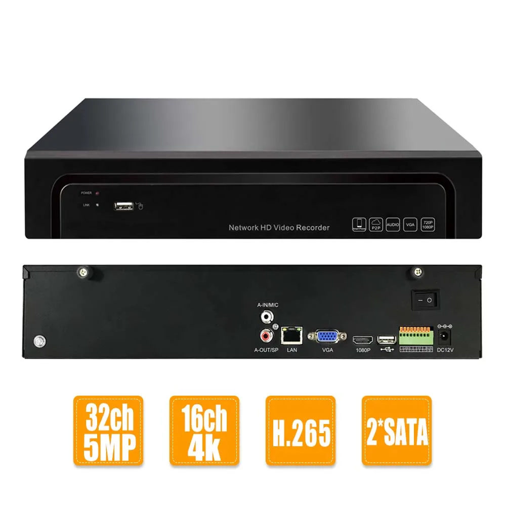 Новый 32CH * 5.0MP CCTV NVR 25CH 2 K Full HD 16CH 4 H.265 SATA сетевой видео рекордер для IP Камера