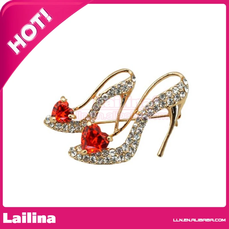 Image Women s Elegant High heel Shoes Rhinestone Brooches Pin Tuxedo Accessories