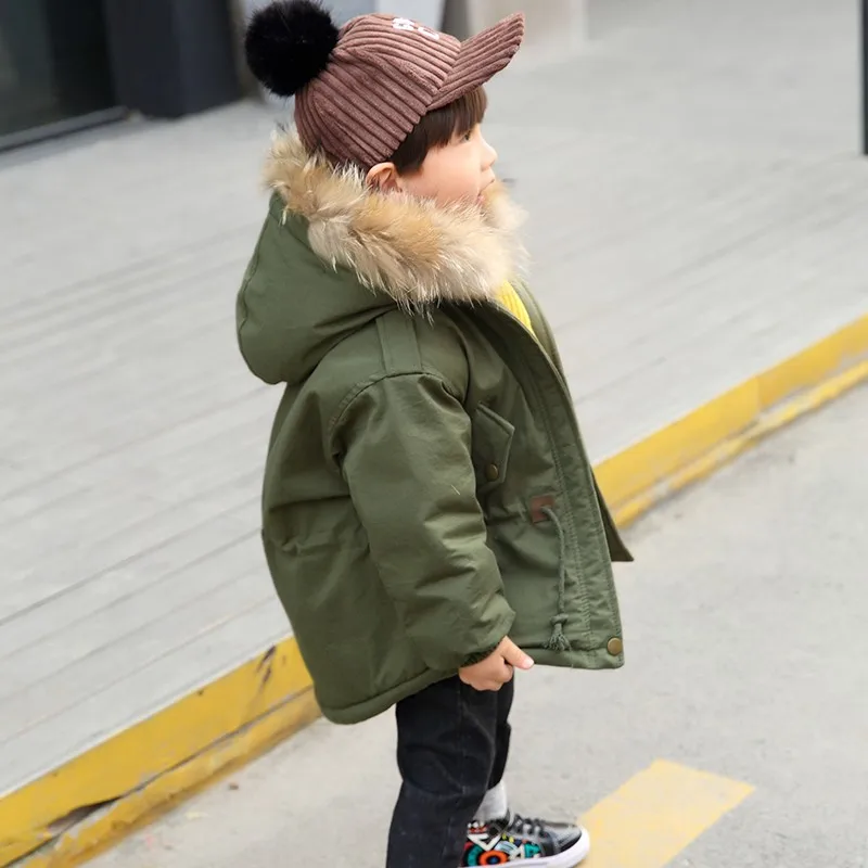 

Boys Winter Jacket Thick Cotton Padded Jackets for Kids Boy 2-10 Years Fur Hooded Coats Toddler Outfit Baby Snow Door