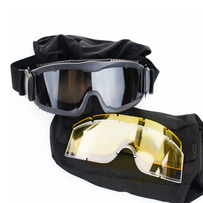 Спорт на открытом воздухе Анти-лягушка ветрозащитный очки войны игры страйкбол Спорт баллистический Тактический Защитные очки UV400 3 объектива
