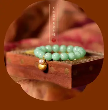 

Green Jade House Natural jade Xinjiang Hetian Jade Bracelet female spinach green jasper bracelet round bracelet Authentic Certif