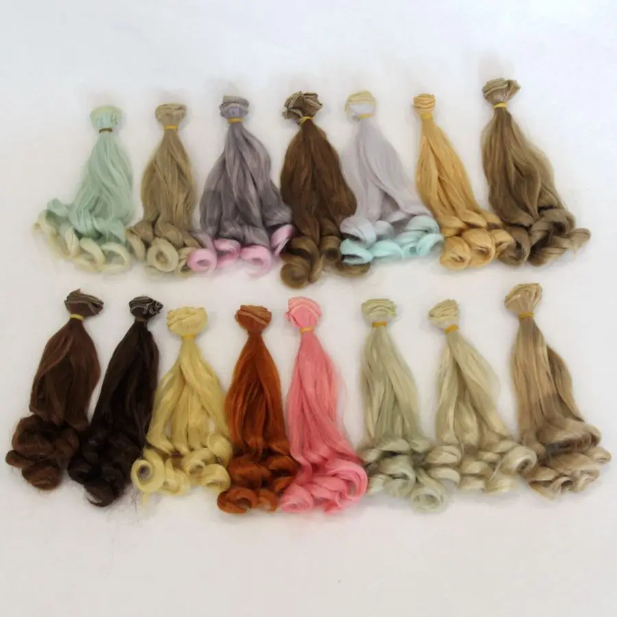 

Doll tresses 20*100cm DIY Mini Doll Wig High-Temperature Material Curly Hair Wig For Russian Cloth Doll BJD Doll Accessories