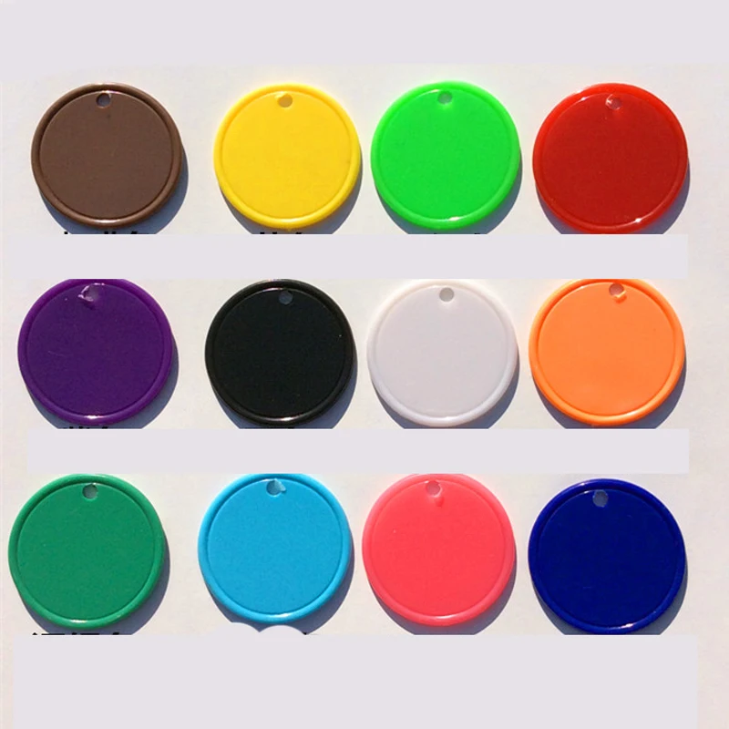 

100Pcs/set 35mm*2mm Plastic Chip Coin Blank Poker Chips with Hole For Board Games 10 colors