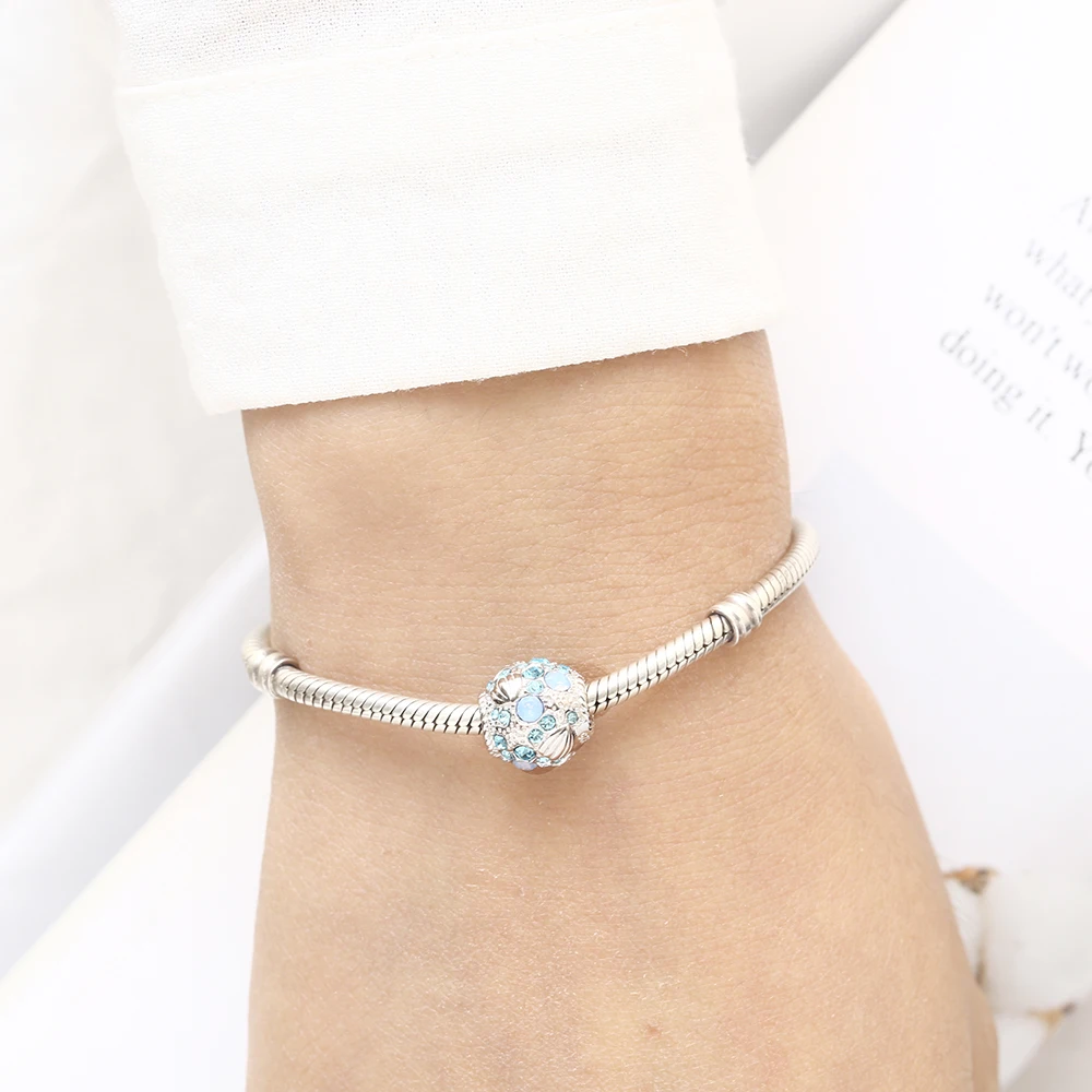 RainMarch Fits Pandora Charms Bracelet Original 925 Silver Charms Blue Crystal Round Beads Female DIY Jewelry Making Wholesale (7)