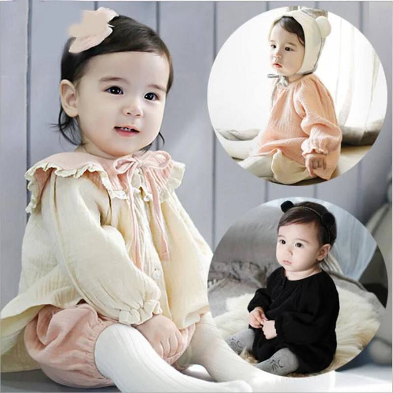 

2017 New baby girl & boys clothing set long sleeve blouse+shorts pattern set of newborn baby lace suit 0-24m infant clothing