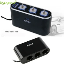 CARPRIE 3-х полосная тройной розетка для автомобильного прикуривателя с разъемом 12 V/24 V+ USB+ светодиодный светильник переключатель Jun.6