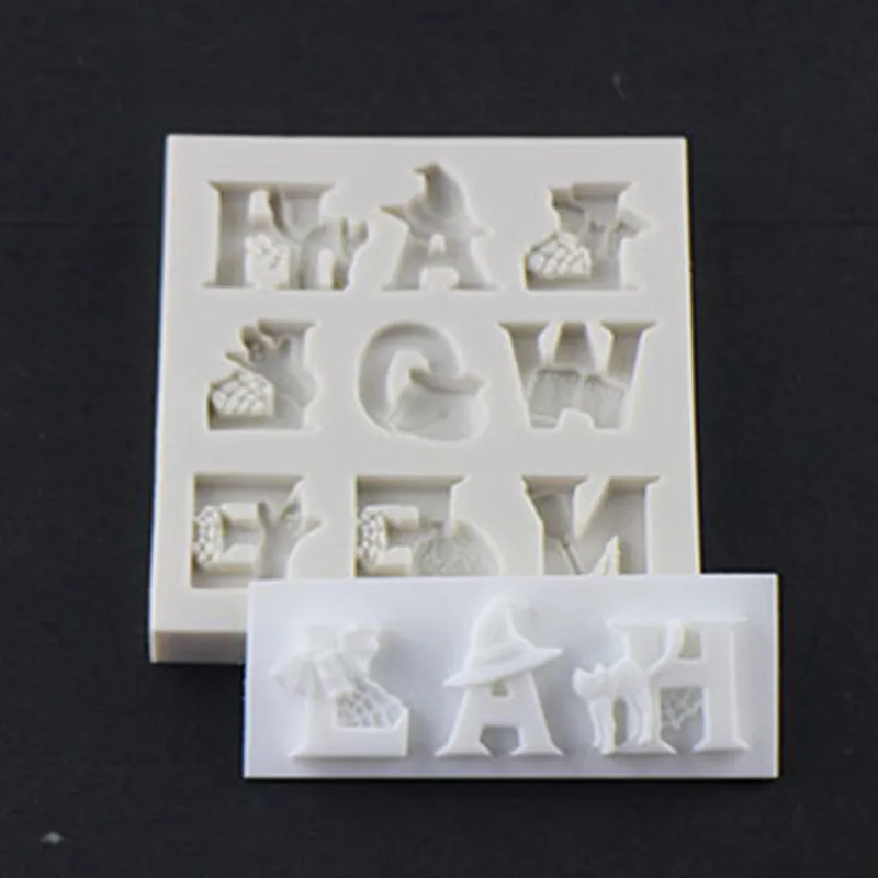 

Halloween Letters shape Silicone Cake Mold Halloween Alphabet Party Fondant Cake Decorating Tools Gumpaste Chocolate Candy Mould