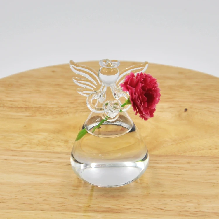 Angel Clear Glass Wall Vase Bottle Hanging for Plant Flower Indoor Outdoor Decorations