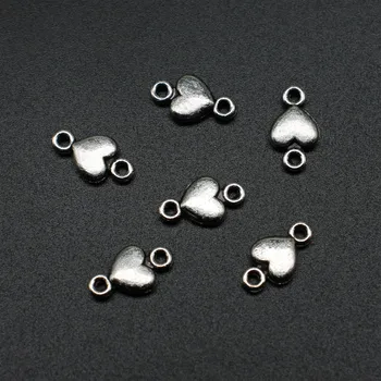 

60pcs/Lot Jewelry DIY Handmade Craft Charms Antique Silver Color 10x5mm Small Heart Connector Connector