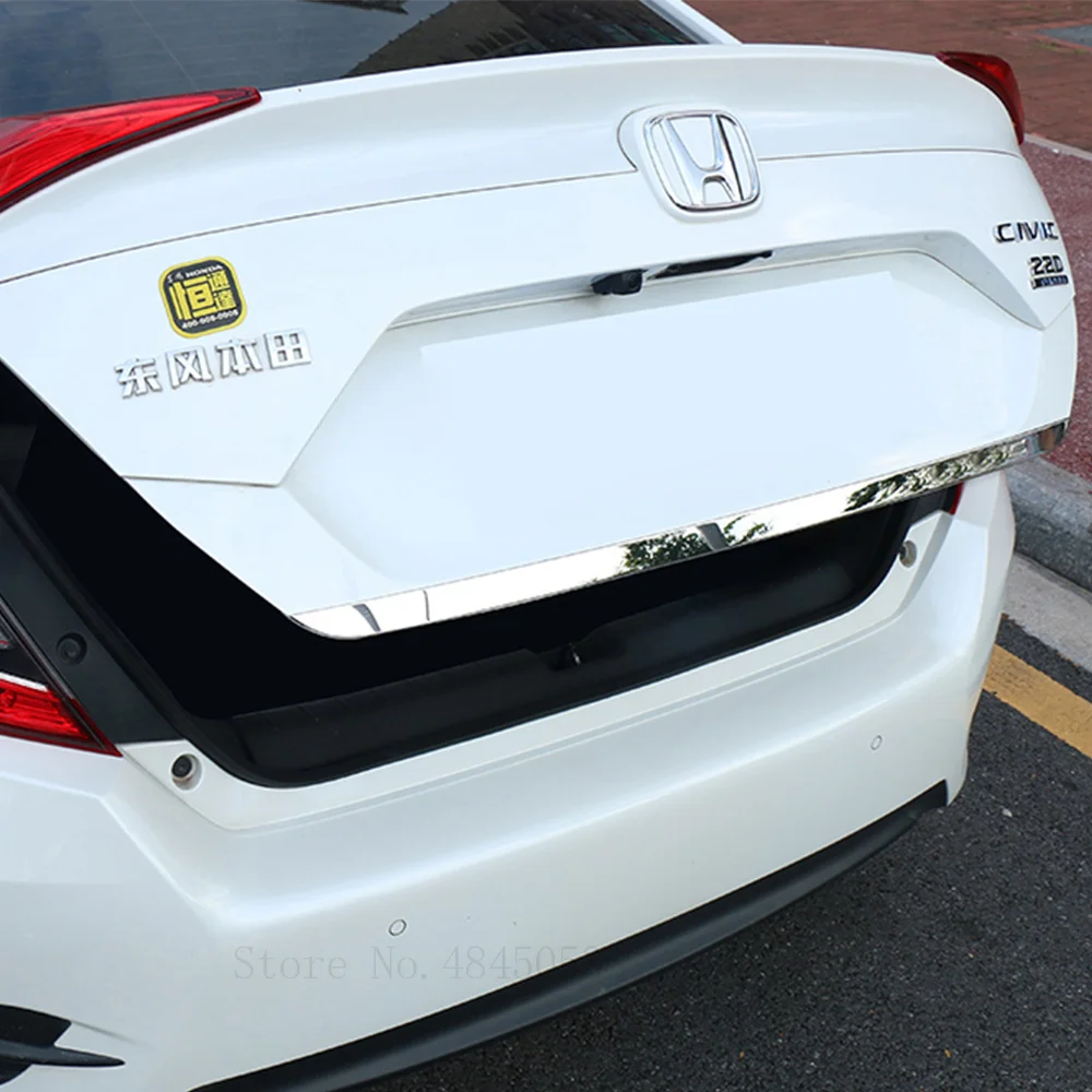 Для Honda Civic 2016 2017 2018 Серебристая Задняя Крышка багажника из нержавеющей стали