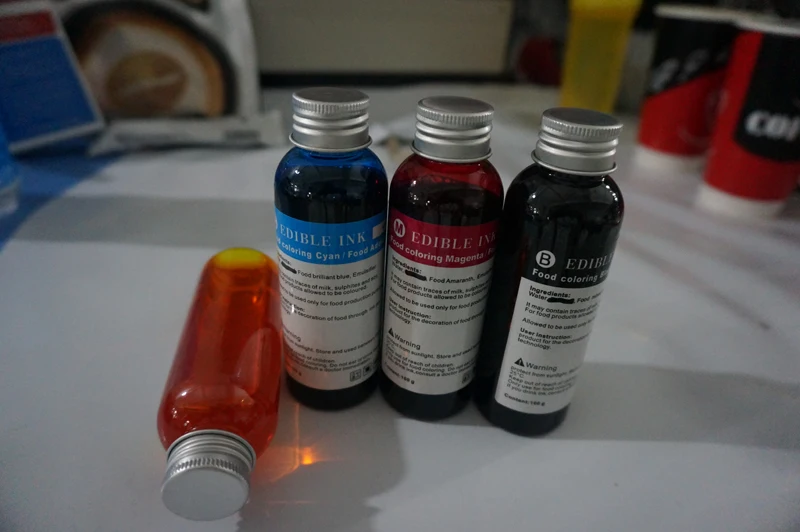 

2set /Lot , 4*100ml per set Edible ink for coffee Flatbed Printer to print coffee , cake , candy etc