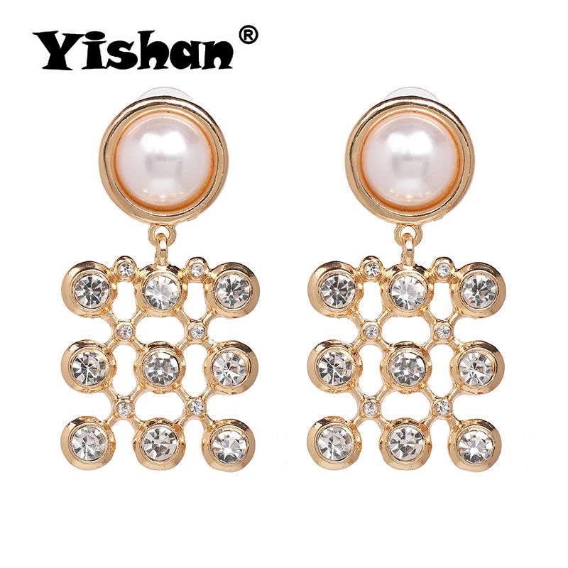 

Yishan Trendy Simulated Pearl Drop Earrings For Women Girls Fashion Metal Stylish Earrings Jewelry Wedding Gift YS0061