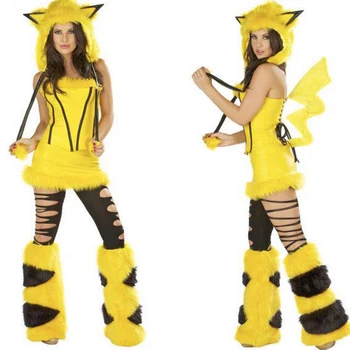 

2017 HOT POKEMON NEWEST CHRISTMAS LOVELY SEXY YELLOW PIKACHU COSTUME FOR COSPLAY, NIGHTCLUB BAR AND DS PARTY