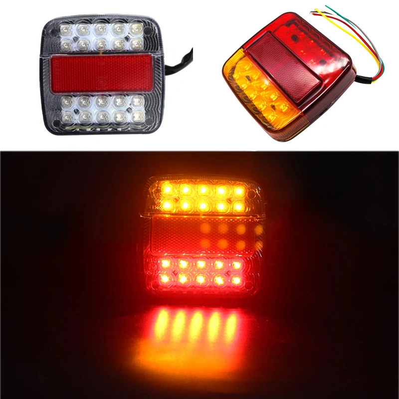 

2Pcs 12V 26 LED Taillight Turn Signal Light Rear Brake Stop Light Number License Plate Lamp For Car Truck Trailer Boat E-Marked
