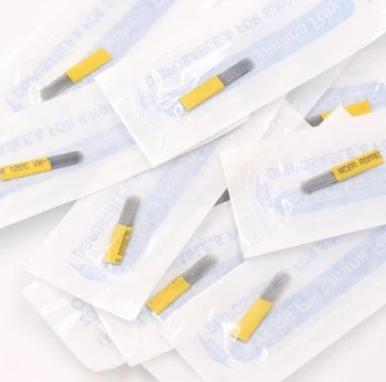 

200pcs/lot New 17-Pin Flat Manual Needles For Fog Eyebrow Permanent Makeup Handmade Tattoo Pen Needles 17rm