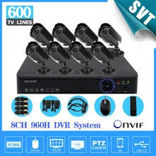 home cctv 8ch 960h 25fps real time recording dvr 8pcs IR outdoor waterproof security camera system