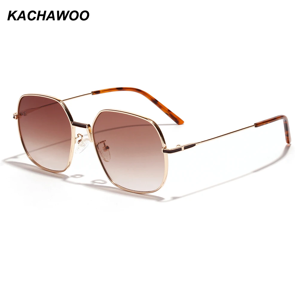 

kachawoo big sunglasses for women metal frame gold square sun glasses for men brown birthday gift items dropshipping