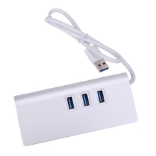 White Multi USB Splitter USB 3 0 HUB With RJ45 Gigabit Network Adapter For PC Computer