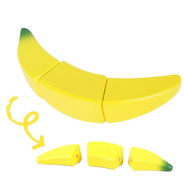 [Toy Woo] Wooden Cutting Kitchen Toy Pretend Play Fruit Vegetable Baby Educational Food Toys Children's Kitchen Play Gifts Banana