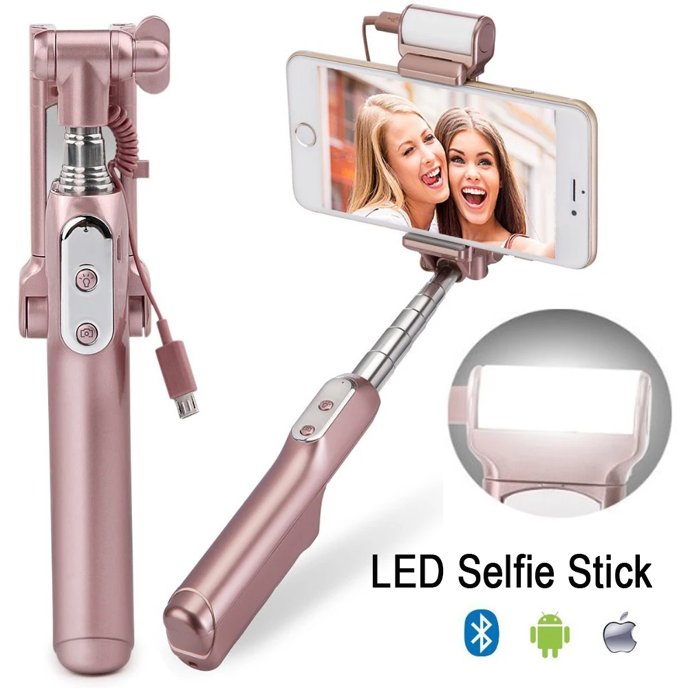 

Ulanzi MiniPai Bluetooth Selfie Stick Monopod with mini Rear Mirror/LED Selfie Fill Light for iPhone X Huawei Samsung mobile