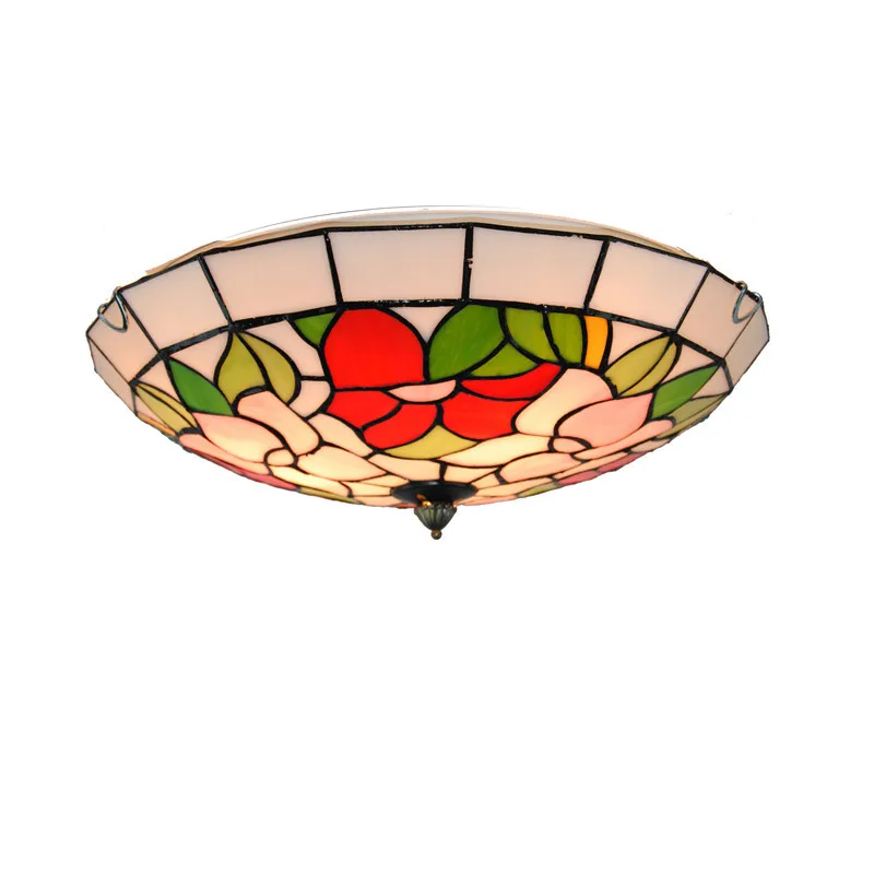 Us 149 99 European Retro Tiffany Rose Ceiling Lamp E26 E27 Bulbs Modern Stained Glass Flush Mount Light Bedroom Dining Room Fixtures Cl257 In