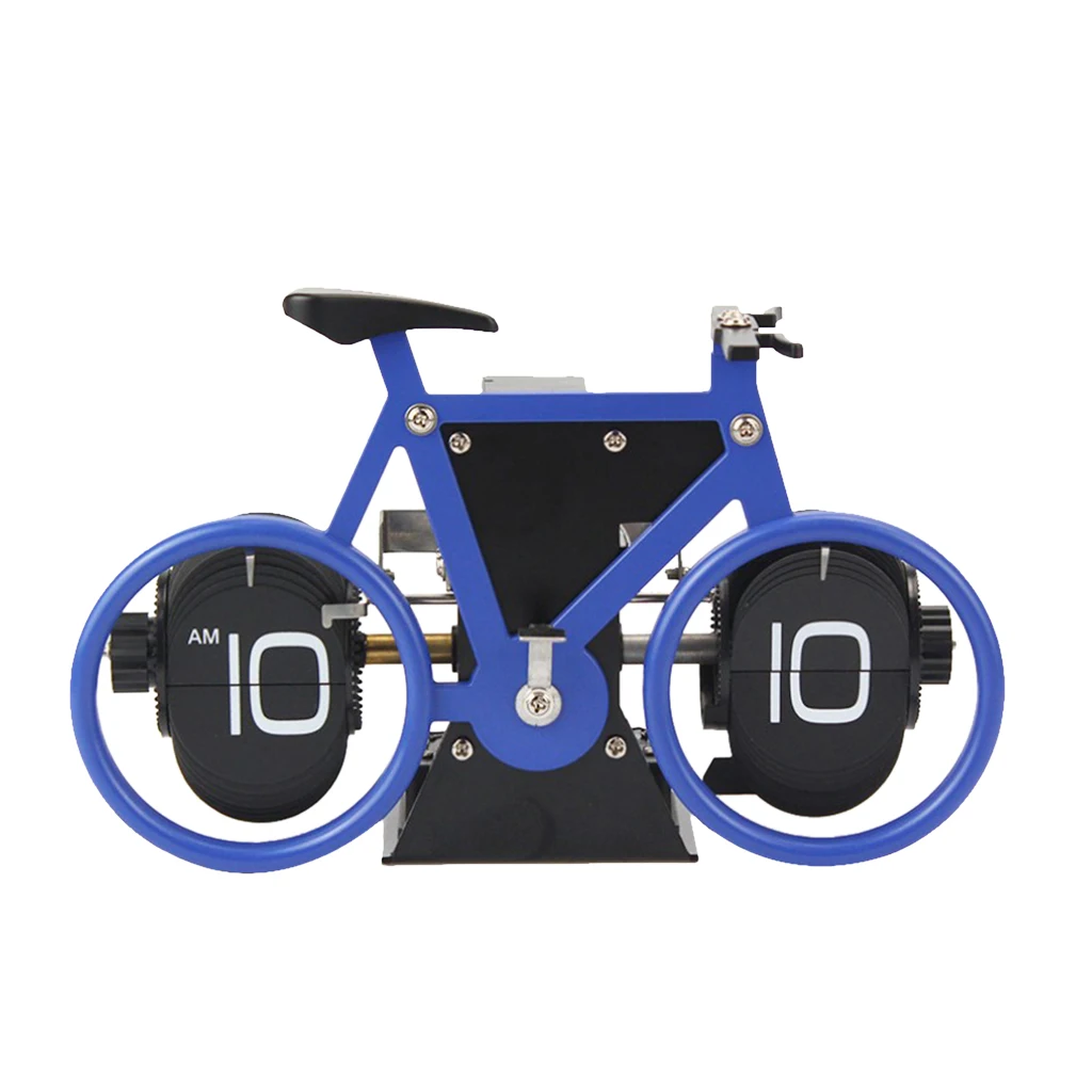 Modern Page Turning Bicycle Desk Clock Decoration Office Shelf Clock Home Decorative Artwork Tabletop Decor For Kids Children 