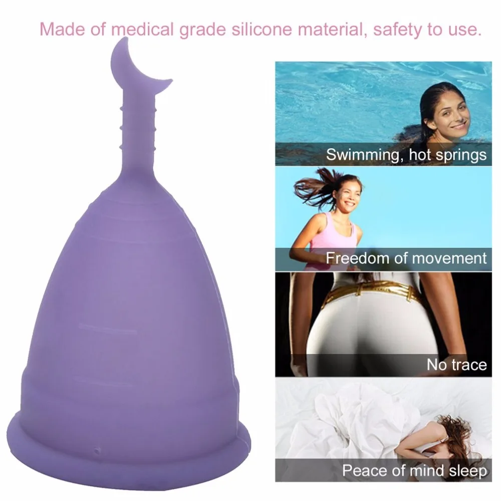 Женский гигиенический продукт, медицинский класс, силиконовая менструальная чашка, мягкая безопасная менструальная чашка для женщин, забота о здоровье, розовый/фиолетовый