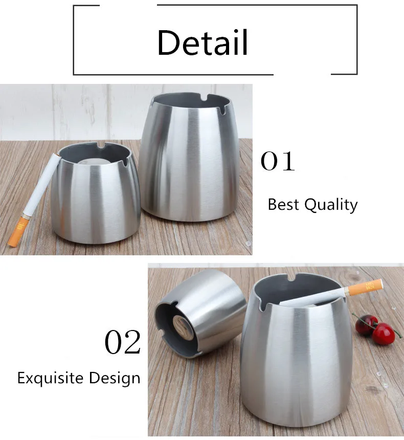 Classic Stainless Steel Ashtray Home Party Bar Decoration Ash Holder For Gift Cigarette Lighters& Smoking Accessory Ash Tray