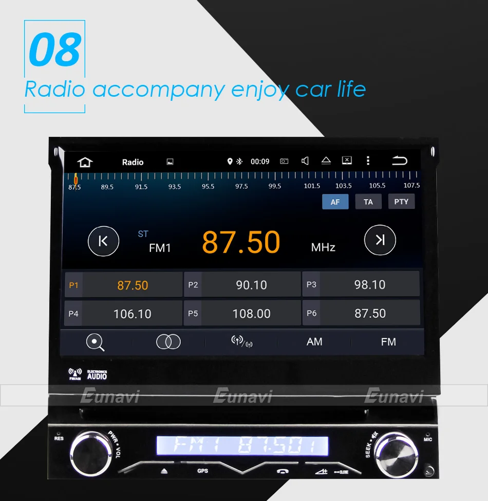 Flash Deal Eunavi 1 Din Android 9.0 Quad Core Car DVD Player For Universal GPS Navigation Stereo Radio WIFI MP3 Audio USB SWC PX3 14