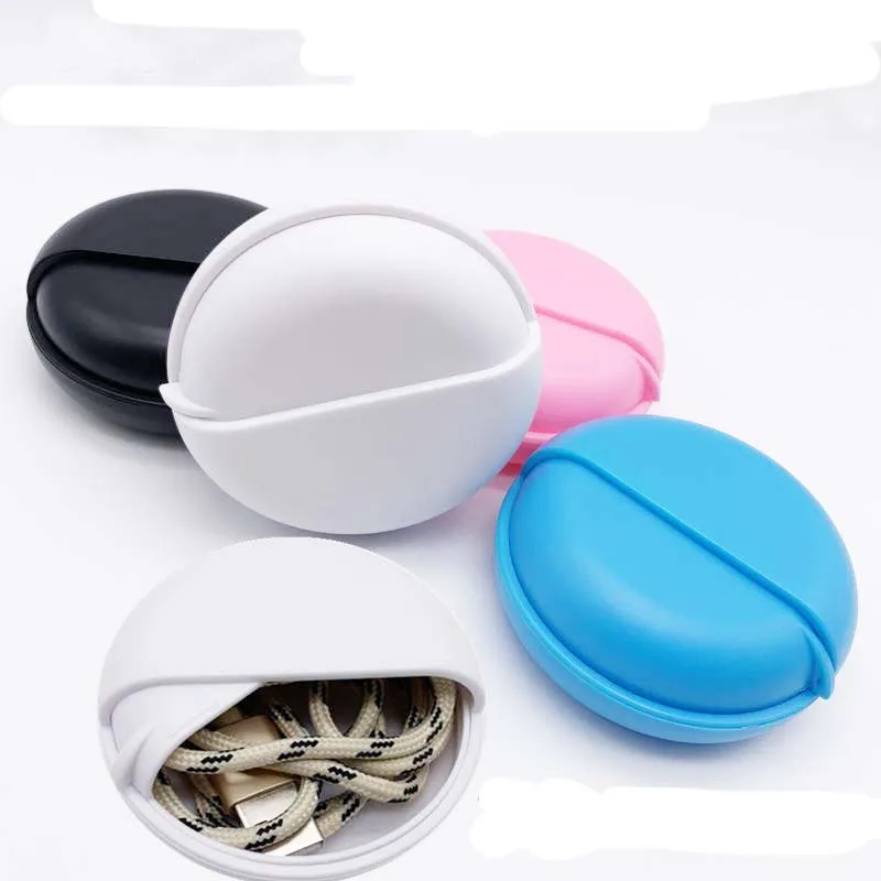 

Rotating Cover Round Earphone Wire Organizer Box Data Line Cables Storage Case Plastic Container Jewelry Headphone Protect Box