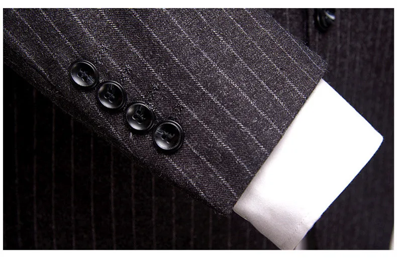 (Куртка + жилет + брюки) 2019 новые весенние классические мужские классические костюмы 3 шт. Slim Fit мужские s Черные Полосатые деловые костюмы S-3XL