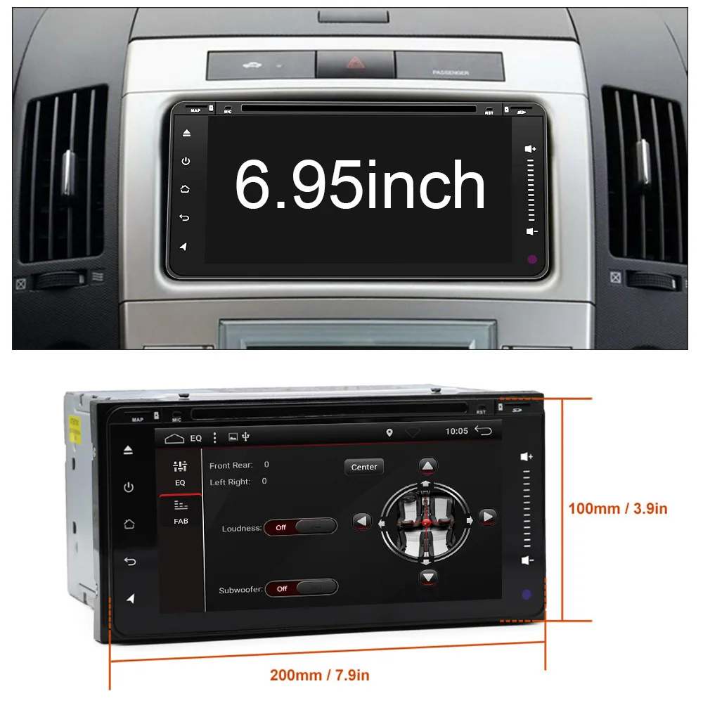 Discount Eunavi 2 Din Android 8.1 Car DVD Player Radio Stereo GPS Navigation For Toyota Hilux Vios Old Camry Rav4 Prado 2003-2008 wifi bt 1