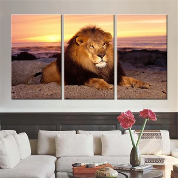 

3Piece Lion Leopard Animal Canvas Wall Art Abstract modular picturess Colorful Painting for Living Room Canvas Print Home Decor