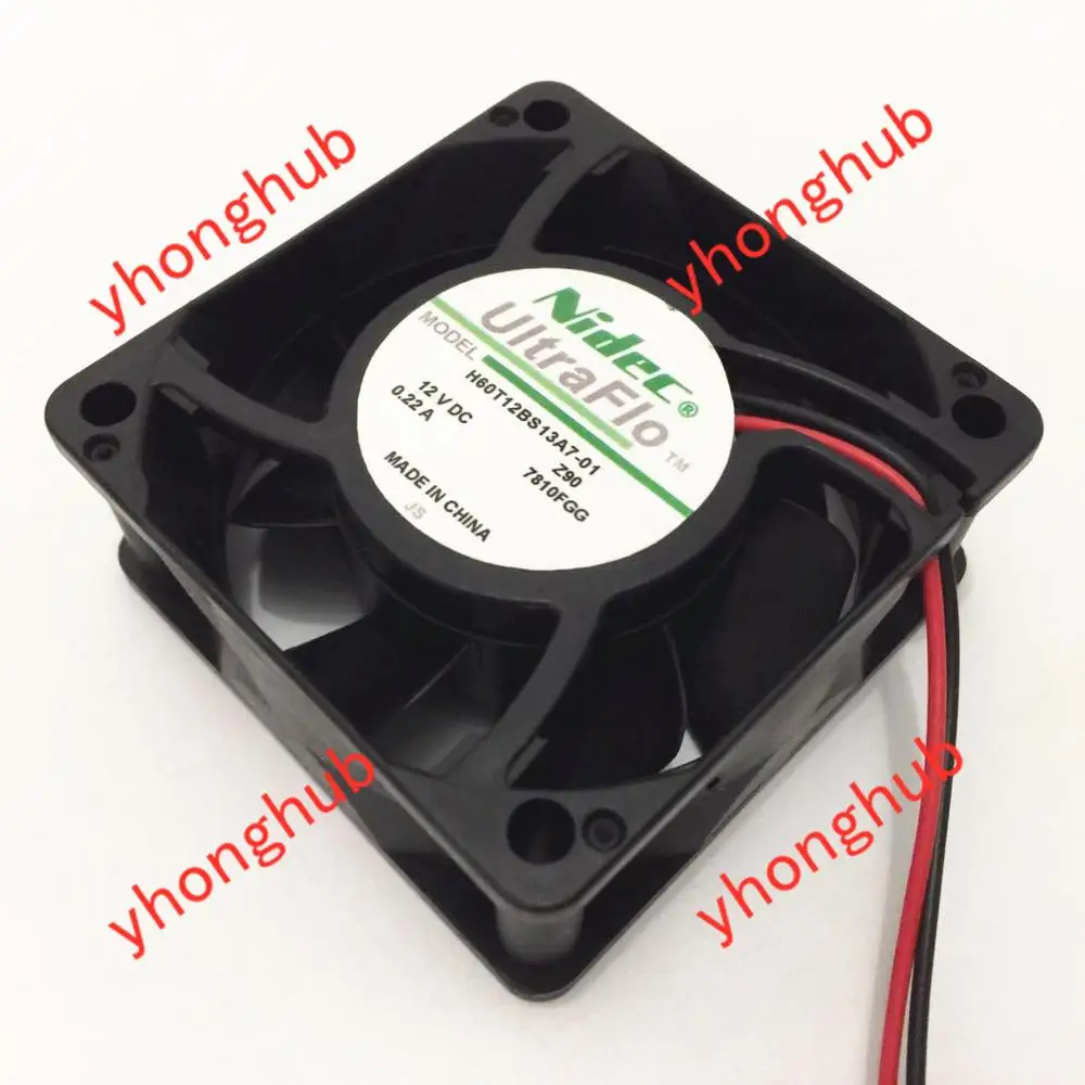 Двухпроводной Вентилятор охлаждения сервера Nidec H60T12BS13A7 01 DC 12V 0.22A 60x60x25