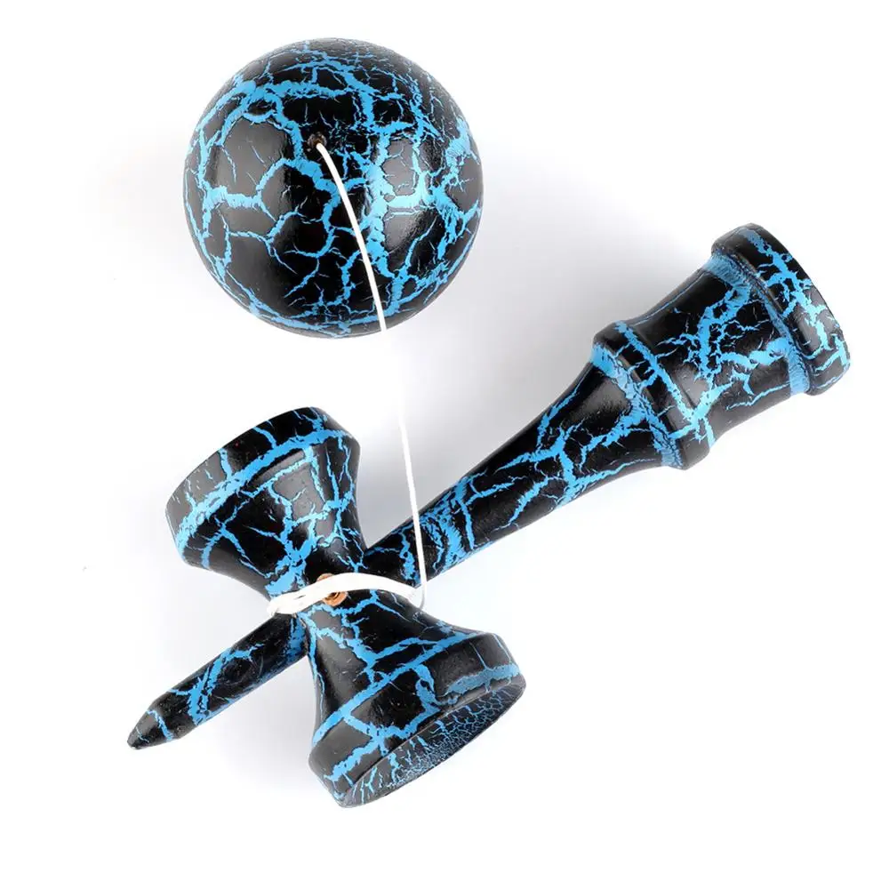 Бамбуковый черный на голубом треске деревянная детская игрушка Kendama|Мячики| |