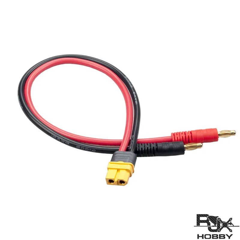 RJXHOBBY Female XT60 to 4.0mm Bullet Banana Connector with 30cm 12AWG Silicone Wire Charge Cable Adapter for RC Battery (3)