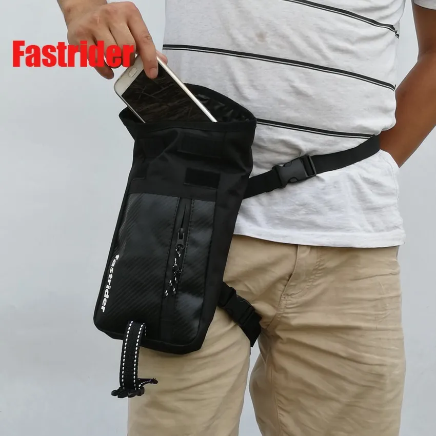 

Motorcycle PU leather Waterproof Thigh Drop leg Bag riding waist black Fanny Pack Large capacity file phone pouch for men