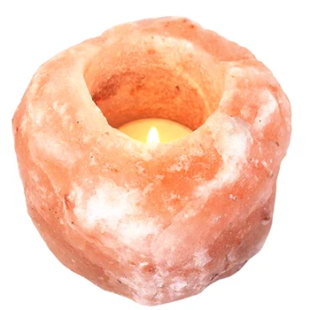 

Himalayan Rock Salt Candlestick Orange Natural Mineral Tea Light Holder Tabletop Decoration Orange Candlesticks