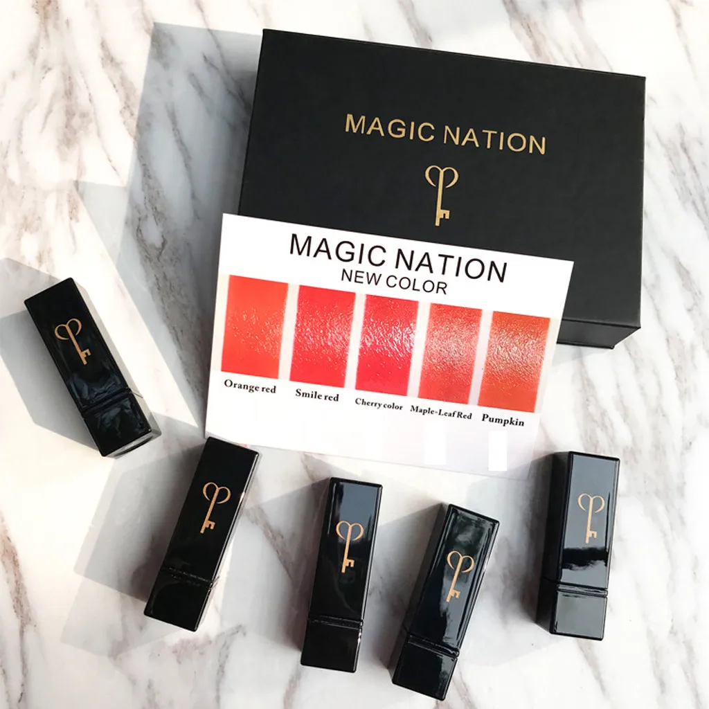 5Pcs/set Magic International Matte Lipstick Long-lasting Lip Gloss Makeup Lipstick Waterproof maquiagem profissional completa