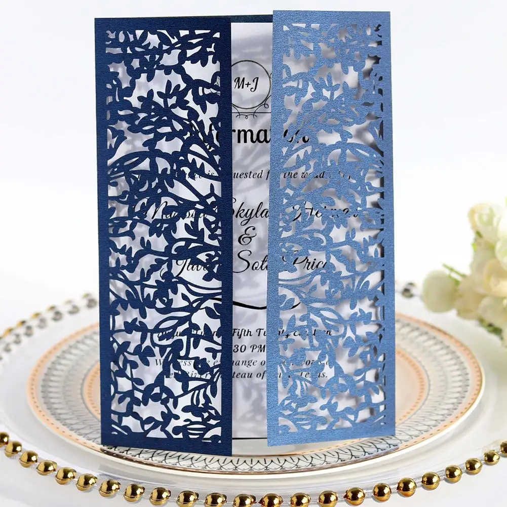  10PCS European Bow Hollow Invitations Holiday Marriage Invitations Vintage Wedding Gift Greeting Ca - 33024789731