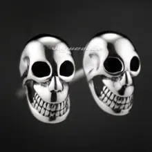 925 стерлингового серебра улыбка череп мужские Байкер-рокер серьги 8M007_# пара