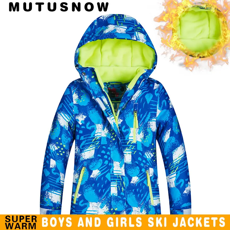 Лыжная куртка, детская брендовая Новая высококачественная ветрозащитная Водонепроницаемая зимняя куртка для мальчиков, лыжная и Сноубордическая куртка, лыжная куртка для мальчиков