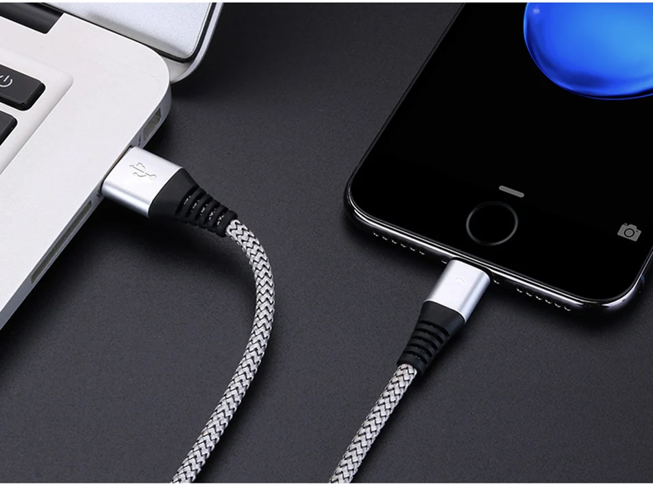 !ACCEZZ 2.4A Nylon Quick Charging Cord For iPhone Mobile Phone 5S 6 6S 7 X XR XS iPad Max Plus 1.2M 30CM 8 Pin USB Charger Cable (18)